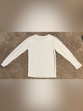 Uniqlo HEATTECH Kids Long Sleeve White Crewneck Shirt